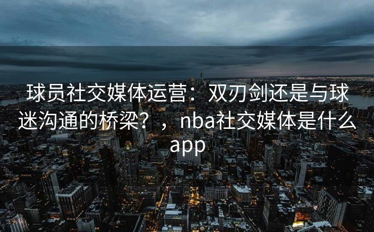 球员社交媒体运营：双刃剑还是与球迷沟通的桥梁？，nba社交媒体是什么app  第1张